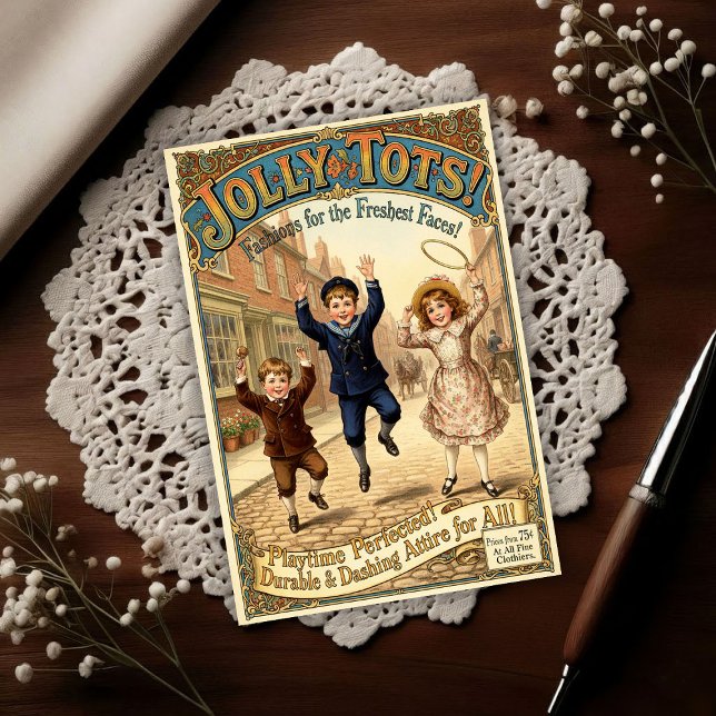 1890 Vintage Jolly Tots Clothes Advertising Vykort (Skapare uppladdad)