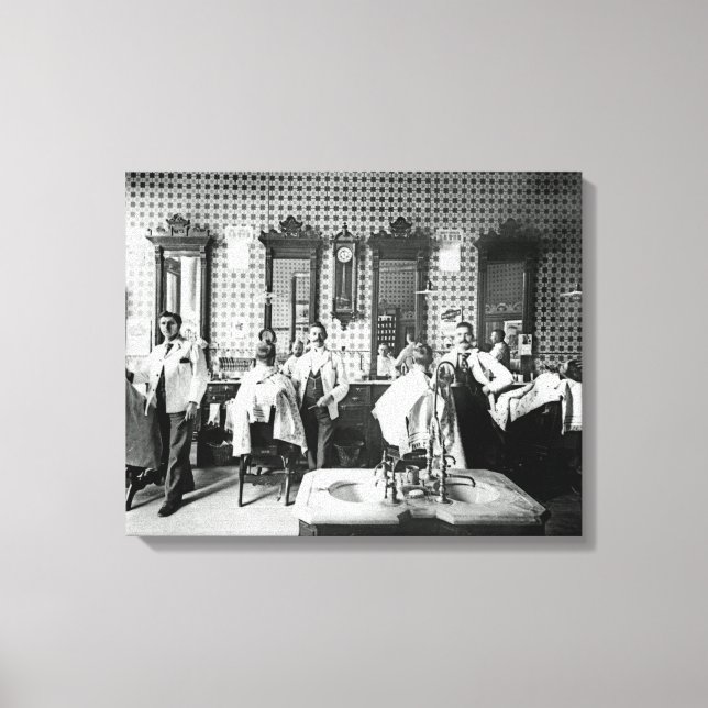1890's Barber Shop Photograph Original Canvastryck (Framsida)
