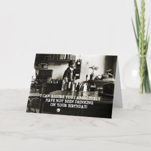 1890'S PHOTO FUNNY BIRTHDAY MAN ON MOBIL FLASKOR KORT