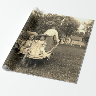 1890's Photo Heirloom Garden Mor döttrar Presentpapper