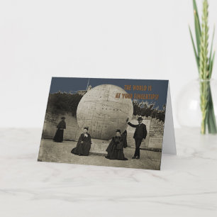 1890's Photograph Giant WORLD GLOBE SÄKER TRAVELS Kort