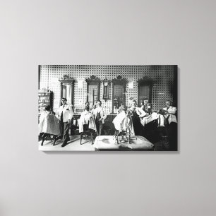 1890's som barberaren shoppar, fotograferar canvastryck