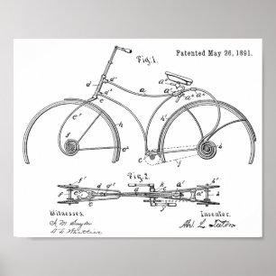 1891 Cycle Vår Patent Art-utskrift för Ram Poster