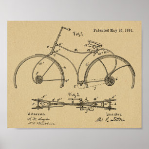 1891 Cycle Vår Patent Art-utskrift för Ram Poster