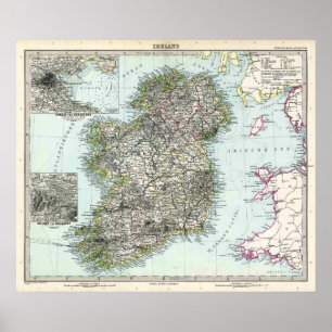 1891 Karta i Irland Poster