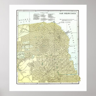 1891 Karta i San Francisco - Poster