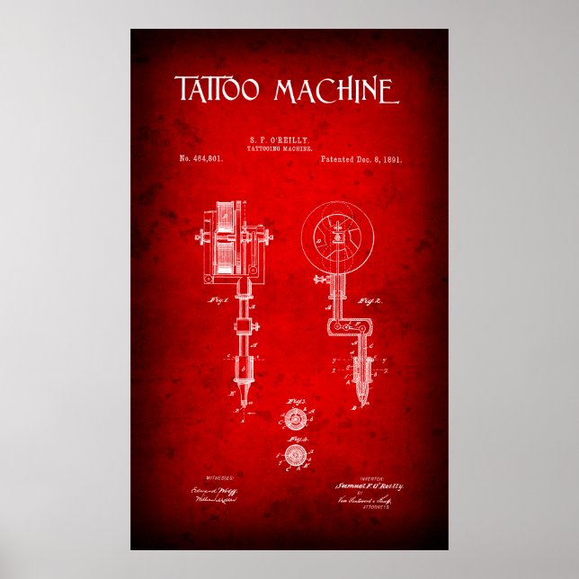 1891 TATTOO MASKIN PATENT POSTER (Framsidan)