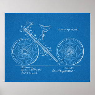 1891 Vintage Bicycle Patent Art-utskrift Poster