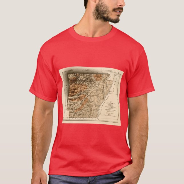 1892 Relief Map of Arkansas 3D digitallyrendered O T Shirt (Framsida)