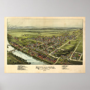 1893 Aerial Karta Royersford PA Pennsylvania Poster