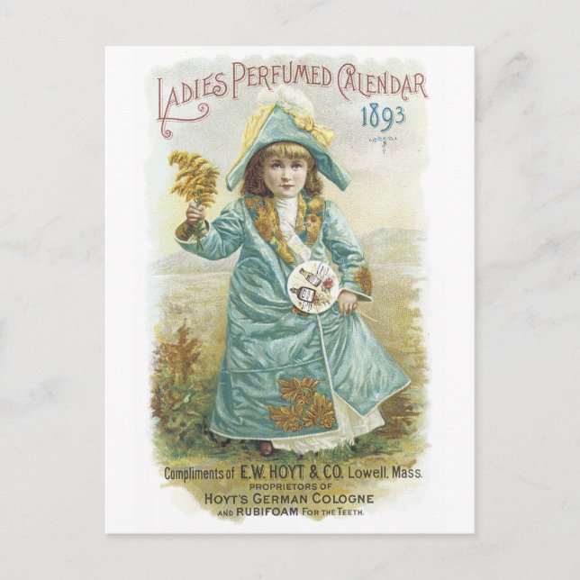 1893 Dam Perfumed Calendar Hoyt & Co. German Co. Vykort (Framsida)