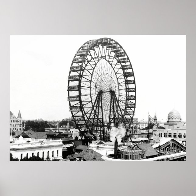 1893 FÖRSTA FERRIS WHEEL - CHICAGO WORLDS FAIR POSTER (Framsidan)