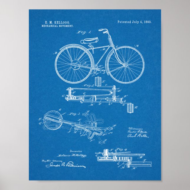 1893 Kontinuerlig utskrift av patenterad cykeldesi Poster (Framsidan)
