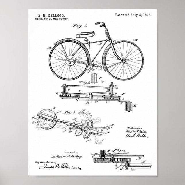 1893 Kontinuerlig utskrift av patenterad cykeldesi Poster (Framsidan)