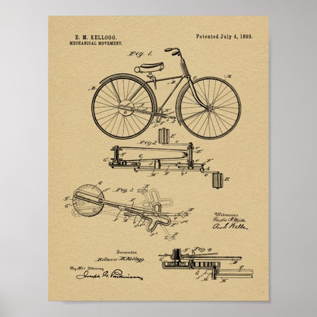 1893 Kontinuerlig utskrift av patenterad cykeldesi Poster (Framsidan)