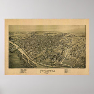 1893 Panoramic Karta Pottstown PA Pennsylvania Poster