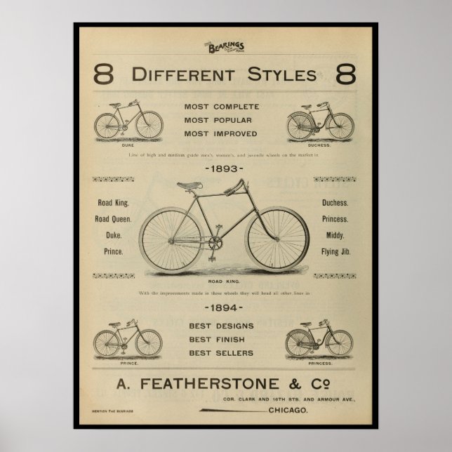 1893 Vintage Bicycle Magazine and Art Poster (Framsidan)