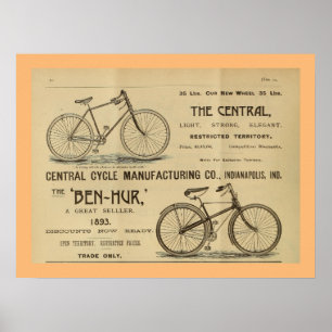 1893 Vintage Bicycle Magazine and Art Poster