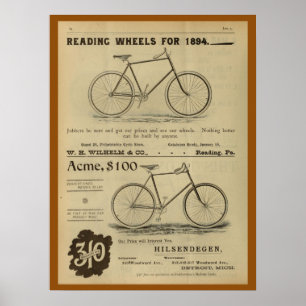 1893 Vintage Bicycle Magazine and Art Poster