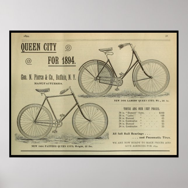 1893 Vintage Bicycle Magazine and Art Poster (Framsidan)