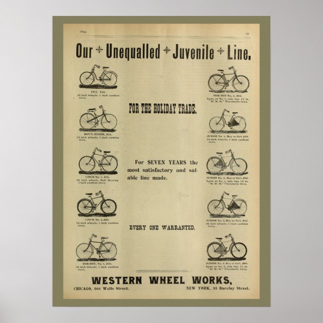 1893 Vintage Bicycle Magazine and Art Poster (Framsidan)