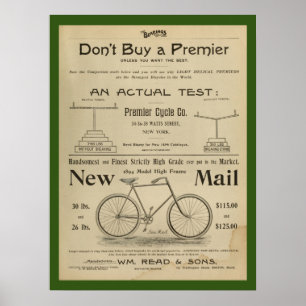 1893 Vintage Bicycle Magazine and Art Poster