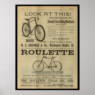 1893 Vintage Bicycle Magazine and Art Poster