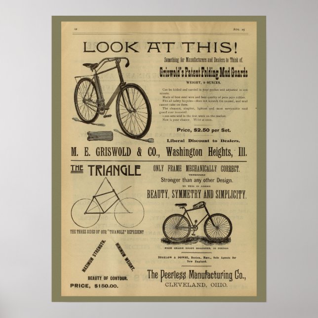 1893 Vintage Bicycle Magazine and Art Poster (Framsidan)