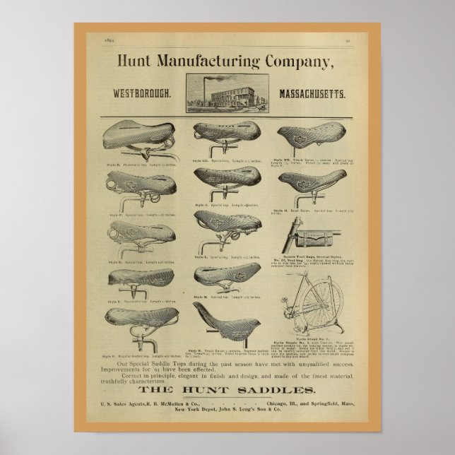 1893 Vintage Bicycle Seat Magazine and Art Poster (Framsidan)