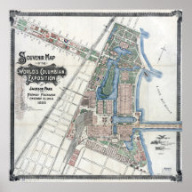 1893 World's Columbian Exposition Karta, Chicago,
