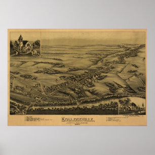 1894 Aerial Karta Collegeville PA Pennsylvania Poster