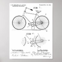 1894 Elliptical Gear Bicycle Design Patent Print