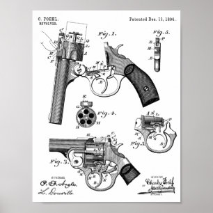 1894 Foehl Gun Patent Art Teckning Skriv ut Poster
