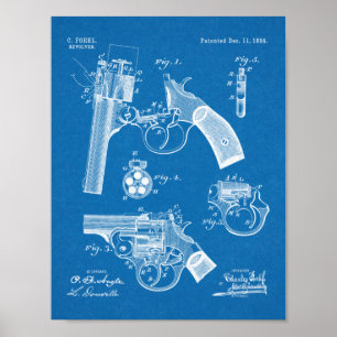 1894 Foehl Gun Patent Art Teckning Skriv ut Poster