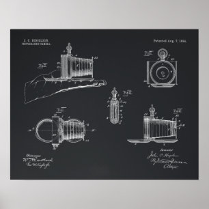 1894 Pocket Camera Patent Art Teckning Skriv ut Poster