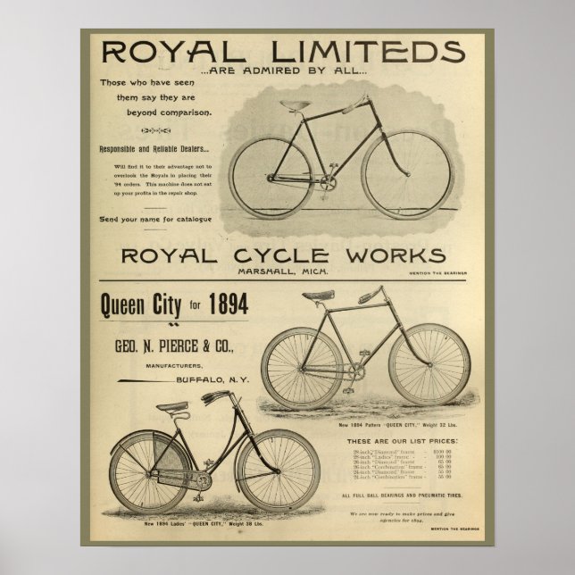 1894 Poster av Royal Cycle Works Bicycle and Art (Framsidan)