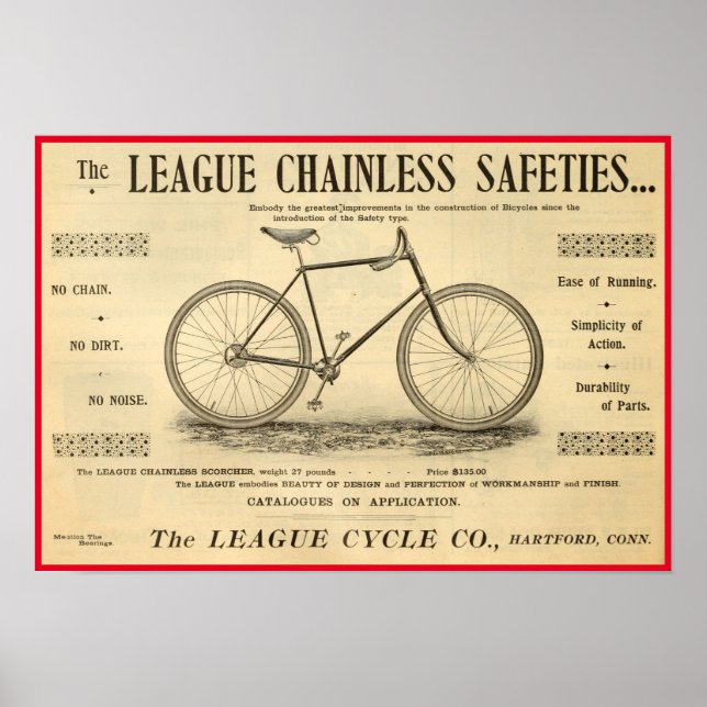 1894 Poster Chainless Safeties Bicycle (Framsidan)
