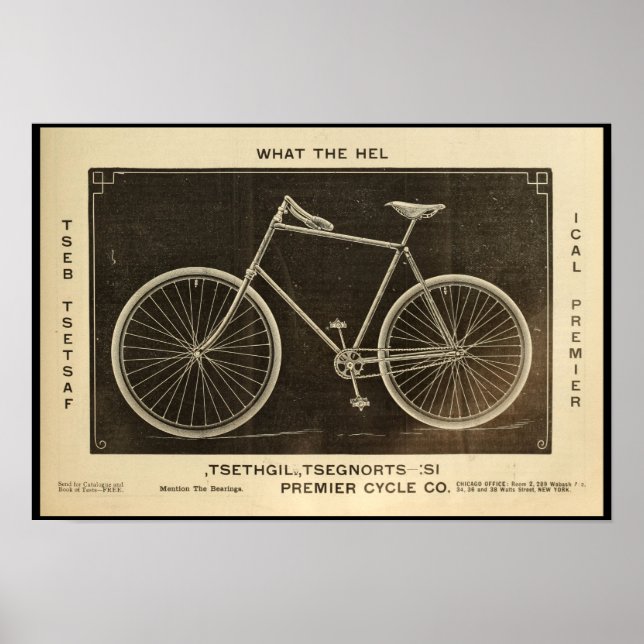1894 Premier Cycle Co. Bicycle and Art Poster (Framsidan)