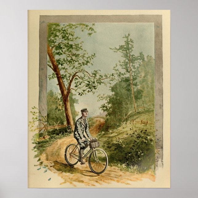 1894 Vintage Bicycle Trail Färg Ad Art Print Poster (Framsidan)