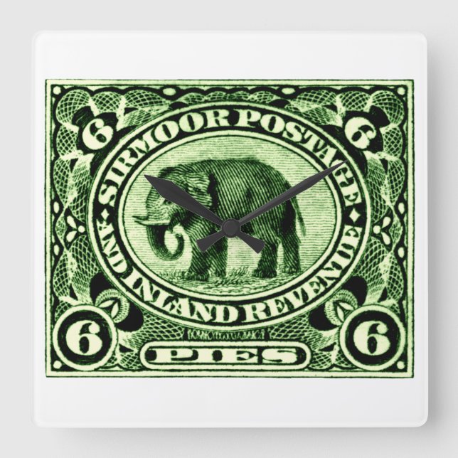 1895 Indiska Princely Stater Elephant Fyrkantig Klocka (Framsida)