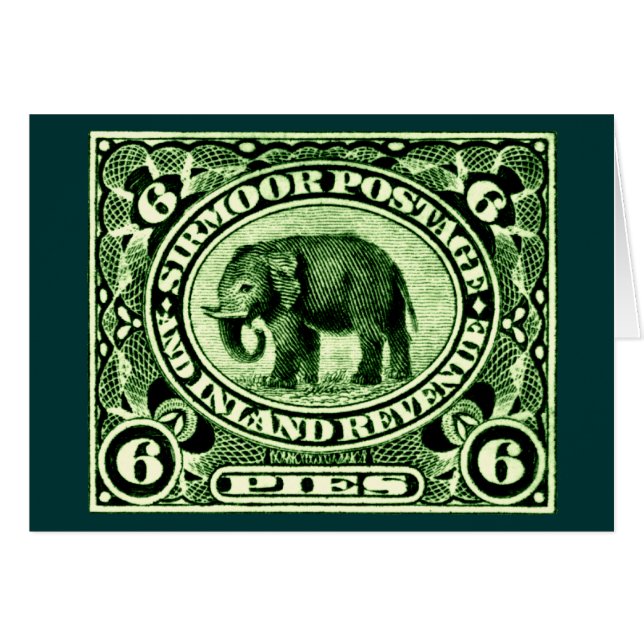 1895 Indiska Princely Stater Elephant OBS Kort (Framsidan Horizontal)