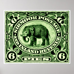 1895 Indiska Princely Stater Elephant Poster