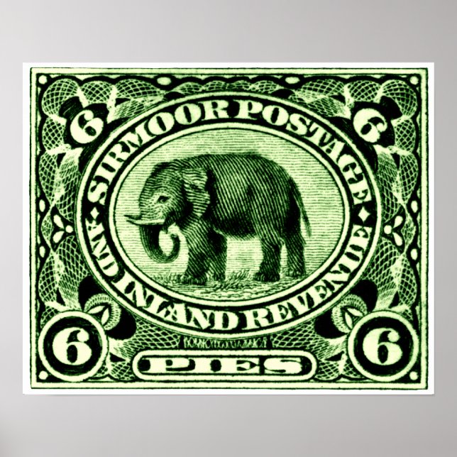 1895 Indiska Princely Stater Elephant Poster (Framsidan)