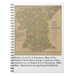 1895 Karta i Öster Baton Rouge, La Anteckningsbok
