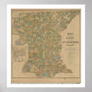 1895 Karta i Öster Baton Rouge, La Poster