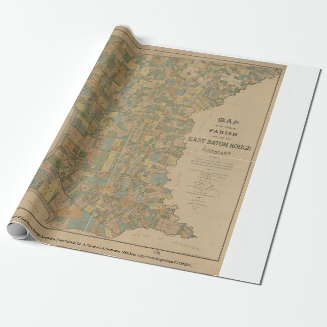 1895 Karta i Öster Baton Rouge, La Presentpapper (Utrullad)