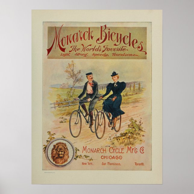 1895 Monarch Bicycles and Art Print Poster (Framsidan)