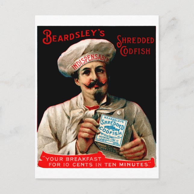 1895 Skrapad kodfiskfrukost Vykort (Framsida)
