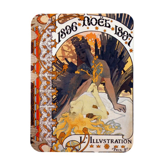 1896 Alphonse Mucha Noel Magnet (Vertikal)