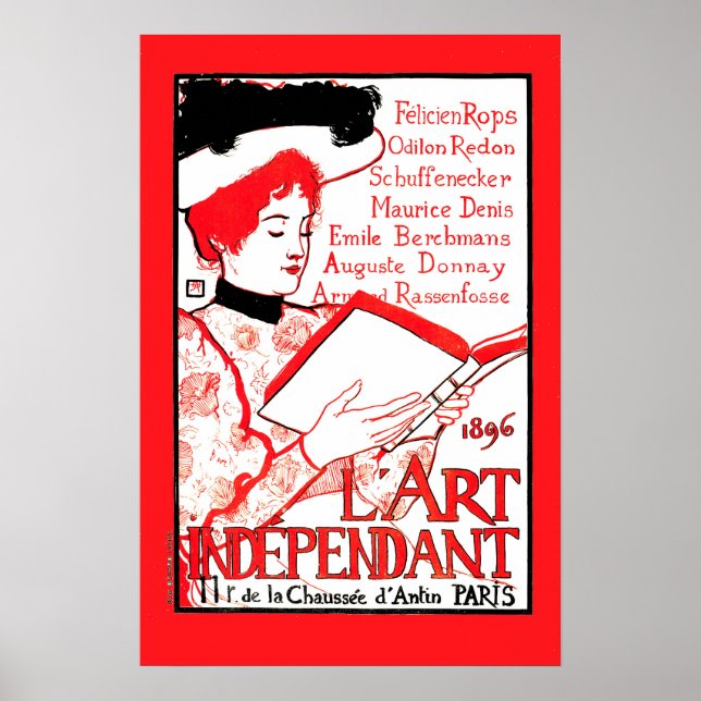 1896 Art Oberoende litterär Fransk i Paris Poster (Framsidan)